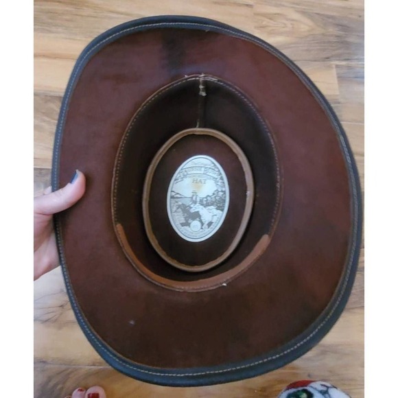 Original Aussie bush leather cowboy hat Medium Brown. Outdoors. Outback. Country - Picture 6 of 12